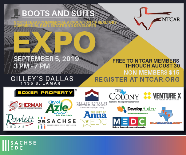 We’re looking forward to tomorrow’s North Texas Commercial Association of Realtors Expo at Gilley’s! Stop by booth #1, receive a complimentary chair massage and learn about the incredible opportunities in Sachse. #SachseTX