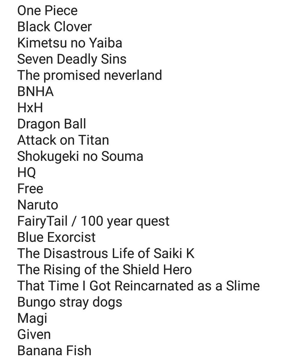DailyKirishima's tweet photo. Just incase you are curious about it, Here are some of the animes that I've watched / and currently watching up to this time.

If you have some suggestions, you can drop them here or dm me. Thank you! 😊✨ https://t.co/O9suIqhiud
