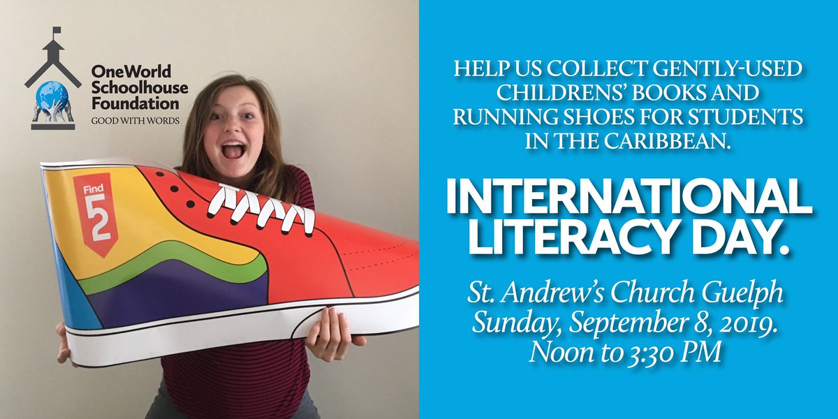 OneWorldSchoolh's tweet photo. This Sunday is #ILD2019 Come on out and show #guelphcares #bookstokids #literacy #closethegap #reading #povertyreduction #dogoodwithwords @cityofguelph @MercuryTribune @CamGuthrie @GuelphNSC https://t.co/GXd9OfrxZV