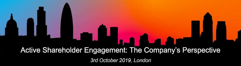 With expert panels and presentations, this conference aims to cover thoroughly the key aspects of active shareholder engagement. 
Hosted by: <a href="/WhiteCase/">White & Case LLP</a> &amp; supported by: @ActivistInsight &amp; <a href="/I_E_O/">IndustryEventsOnline</a> #UKShareholders
