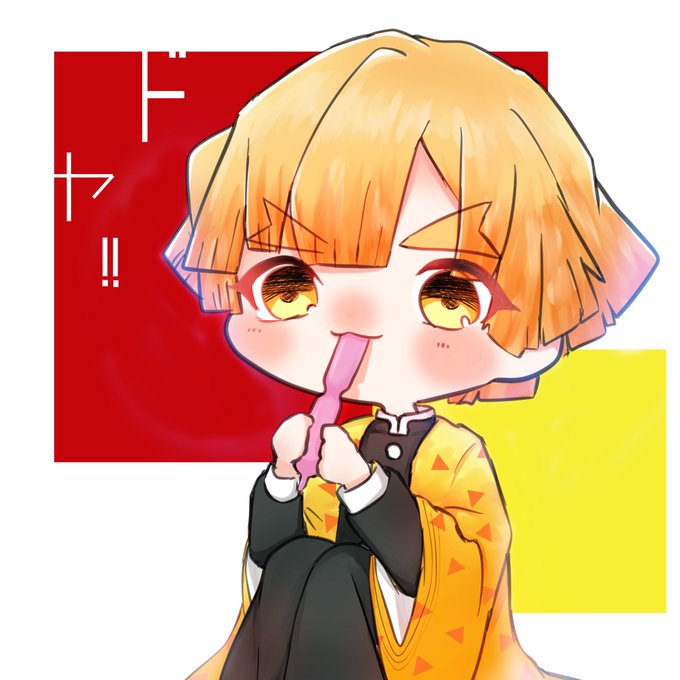 狐琉さんがTwitterに投稿した我妻善逸(鬼滅の刃)のイラスト。