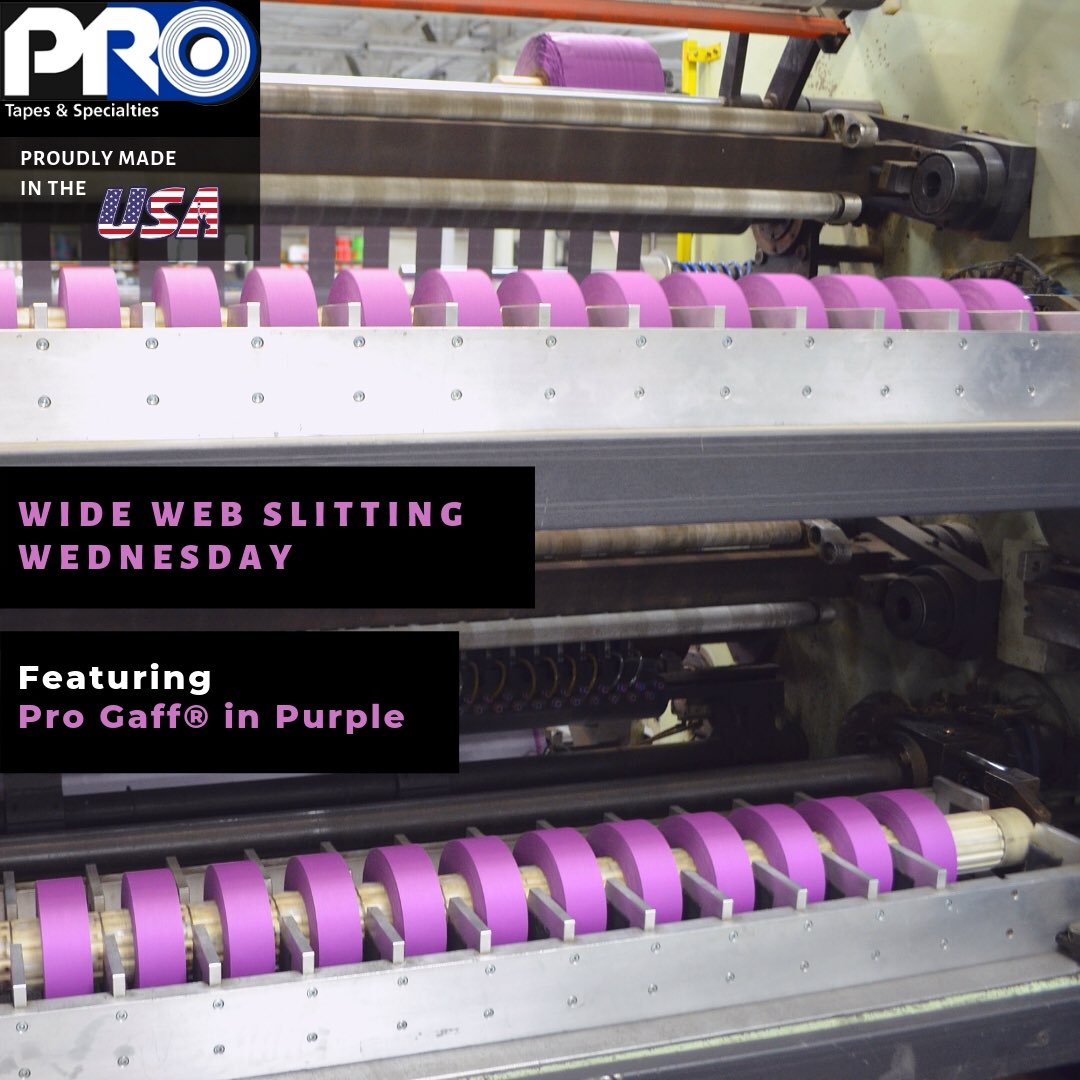 ProTapes's tweet photo. Today for #widewebwednesday we’re converting Purple Pro Gaff®! What a lovely shade! Did you also know that we’ve been producing Pro Gaff® since 1977?
#progaff #gaffers #protapes #widewebslitter #tapeconverter https://t.co/La62HVymca