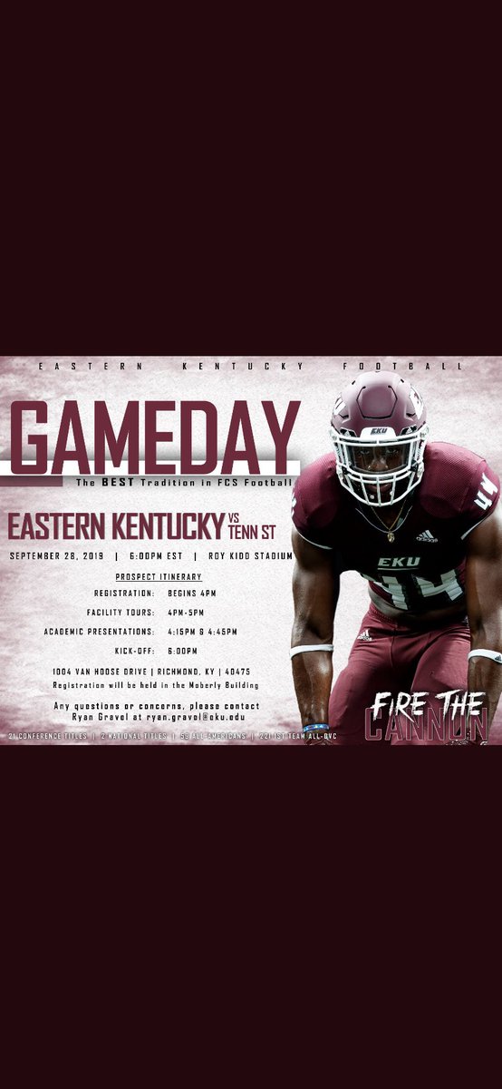 Thanks for the invite‼️I look forward to coming <a href="/EKUFootball/">EKU Football</a>  #FireTheCannon