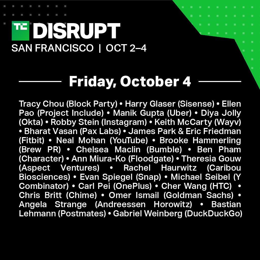 TechCrunch's tweet photo. We’re less than a month away from #TCDisrupt2019 in San Francisco! Which day are you most excited about? Read about the full lineup and agenda @ https://t.co/EUiD5V9oDH https://t.co/2WRGiGMPfT