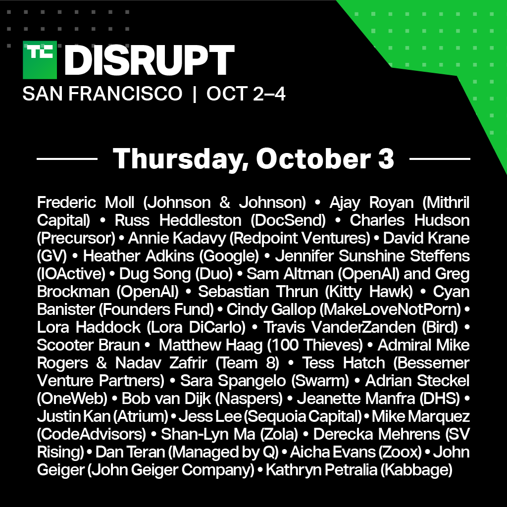 TechCrunch's tweet photo. We’re less than a month away from #TCDisrupt2019 in San Francisco! Which day are you most excited about? Read about the full lineup and agenda @ https://t.co/EUiD5V9oDH https://t.co/2WRGiGMPfT