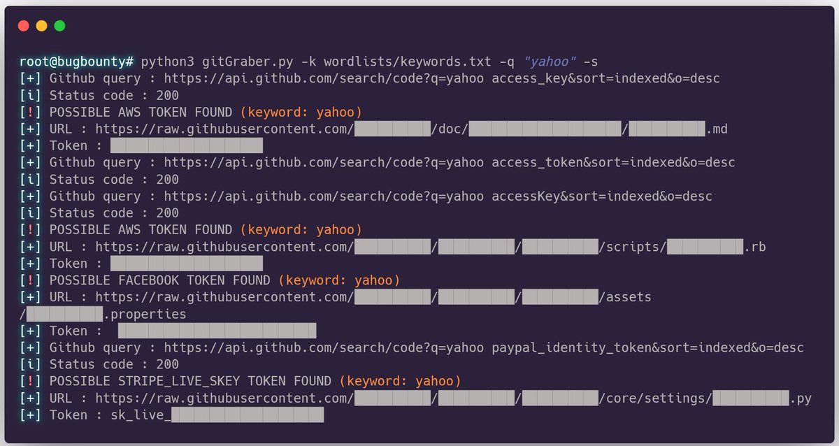 adrien_jeanneau's tweet image. I&apos;m happy to introduce &quot;gitGraber&quot;. A python tool developed with the help of @R_Marot to monitor GitHub to find sensitive data.

Keep in mind: the goal is for live monitoring and it&apos;s a PoC. We will try to improve this tool in the future.

github.com/hisxo/gitGraber #BugBounty