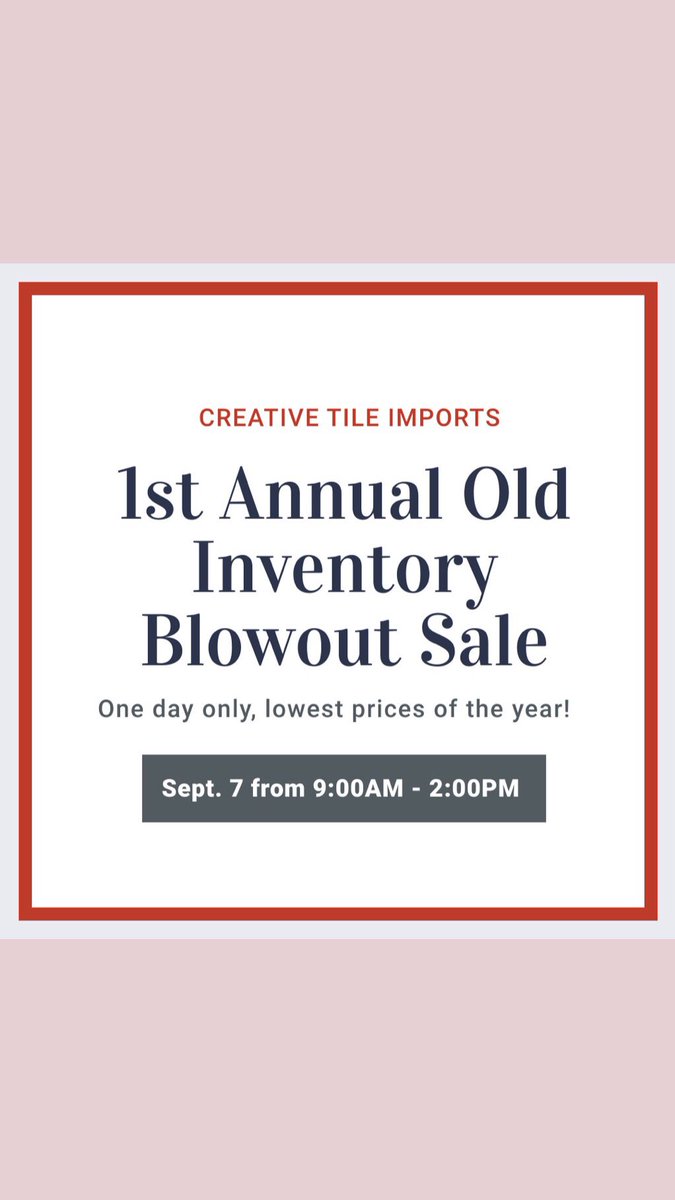 CreativeTileImp's tweet image. Don’t forget about our one day blowout sale this Saturday: