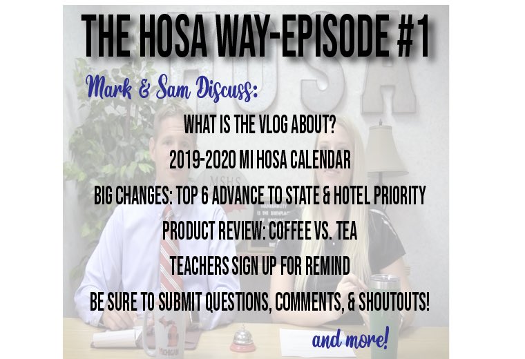 Check out Episode #1 of THE HOSA WAY- our new vlog. #theHOSAway 
m.youtube.com/watch?v=zPNdNa…