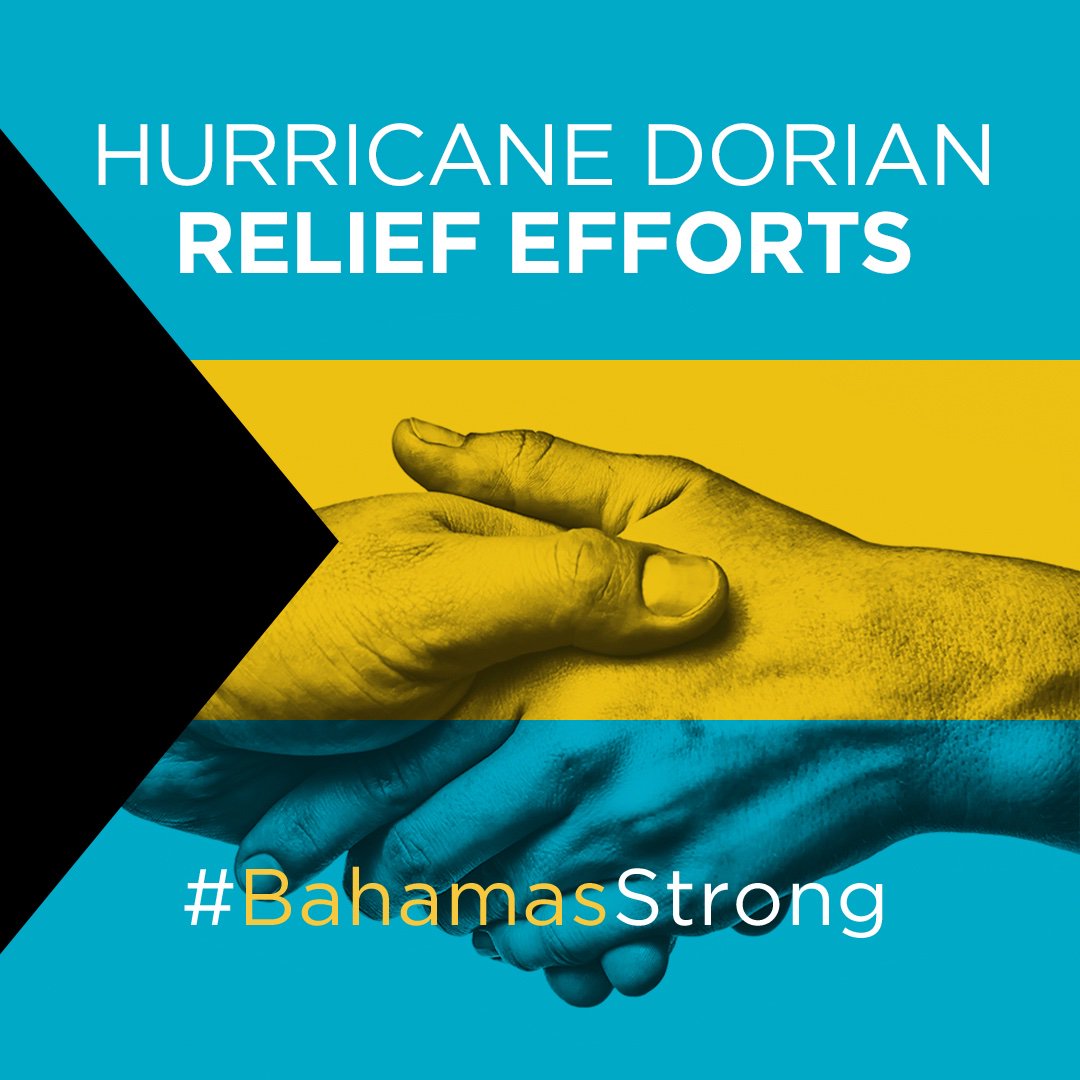 VisitTheBahamas's tweet photo. We’re grateful for the messages of support that we’ve received. Bahamians are resilient and with time, we will rebuild. In the aftermath of the storm, any aid to relief efforts is invaluable. Visit https://t.co/kFiwVGKBFe to learn how you can help. #BahamasStrong #HurricaneDorian https://t.co/i3u52mgUMS