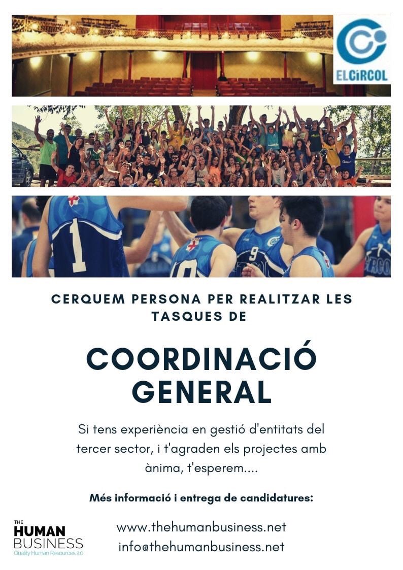 Human_Bizz's tweet photo. Cerquem per l'Associació el Círcol de Badalona un perfil de COORDINADOR/A GENERAL
Per més informació i inscripcions https://t.co/0QQjazD0zZ #badalona #ofertasdeempleo @elcircol https://t.co/VT2kdhGgks