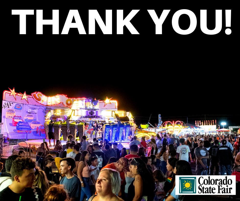 colostatefair's tweet photo. Wow! What an incredible year! Thank you to everyone who came to the Fair and helped us celebrate Colorado Agriculture, Art, Family and Fun! #ColoStateFair https://t.co/wys59QPIrr