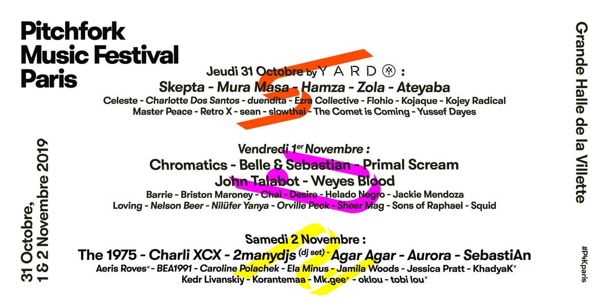 pitchforkparis's tweet photo. 👁 LINE UP COMPLET P4K PARIS 2019 👁
Fini les secrets ! Le line up du #festival #Pitchfork du 31 octobre au 2 Novembre est maintenant #annoncé https://t.co/ImCmRHvF1e #p4kfestival https://t.co/UEcUyNmQAi