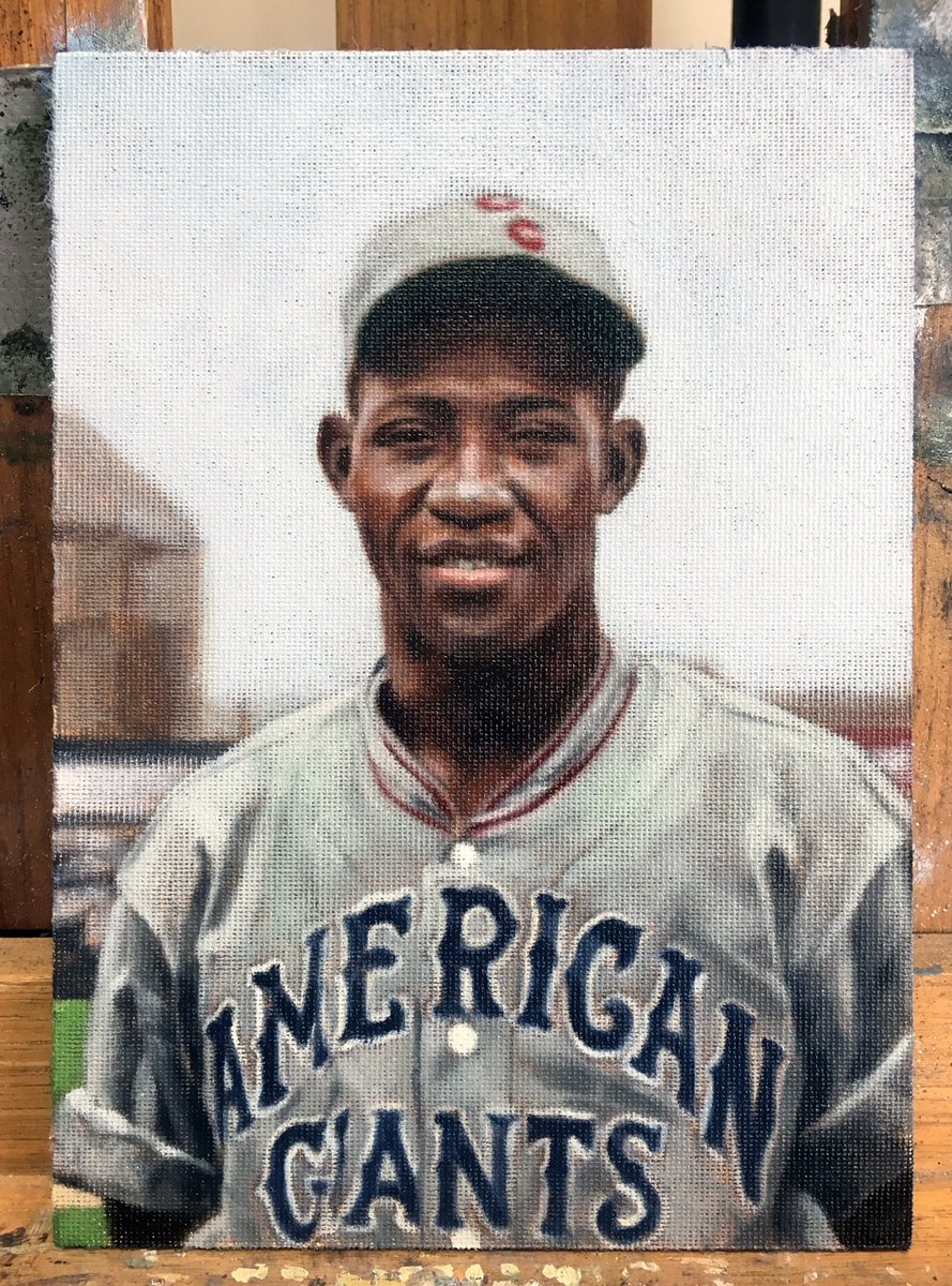 Finishing up a small portrait of the great Lou Dials with the Chicago American Giants in the mid-1920s.