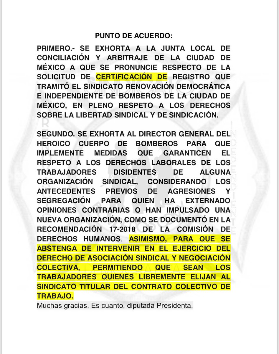 RDIBomberos's tweet photo. Agradecemos a la Diputada  María de Lourdes Paz Reyes integrante del grupo parlamentario de Morena su apoyo para exhortar a la Junta Local de Conciliación y Arbitraje para que se pronuncie respecto de la solicitud de registro que tramitó nuestro Sindicato ""RDI" https://t.co/5rCcJRpQHV