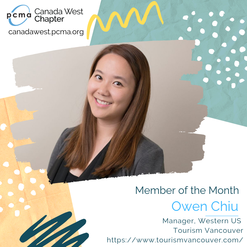 PCMACW's tweet image. September’s member of the month is Owen Chiu! Owen works at Tourism Vancouver as the Western US Manager! She has been in the meetings and events industry for over 10 years and loves the passion that the industry has for the work they do! 
#memberofthemonth #YVREventProfs