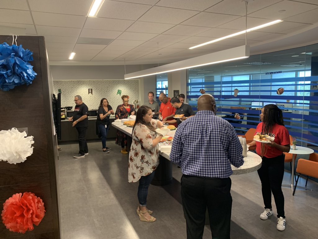 WaltSantamaria's tweet photo. @Engage_Ops Ready for this season! #AtlOps turn out for kick off.  Prediction...Cowboys win the SuperBowl! #OpsFootballFrenzy #OpsFootballRally #OpsFun https://t.co/JPfD3VYoad