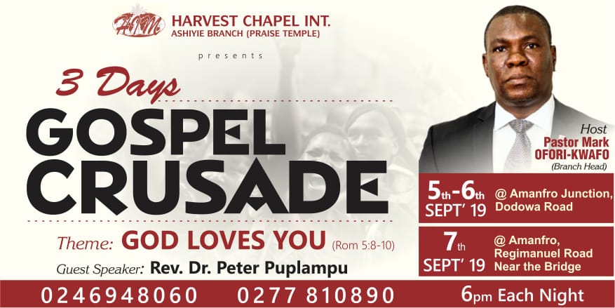 HCIPraiseTemple's tweet photo. Join us lets win souls for GOD. Remember Soul Winning is a command. The crusade is starting tomorrow at Amanfro on the Dodowa road. Be There!! 
#Ashiyie4Christ https://t.co/ceIcPkjL1H