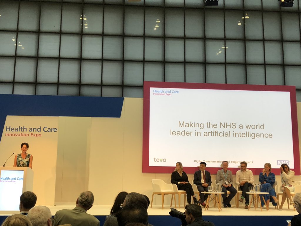Great session by <a href="/tara_donnelly1/">Tara Donnelly</a> on making the NHS a world leader in #AI.  3 key areas to focus on 1). Get the core infrastructure right, using open standards 2) ensure staff have skills to use and procure emerging tech 3) speed-up uptake and ensure regulation is appropriate