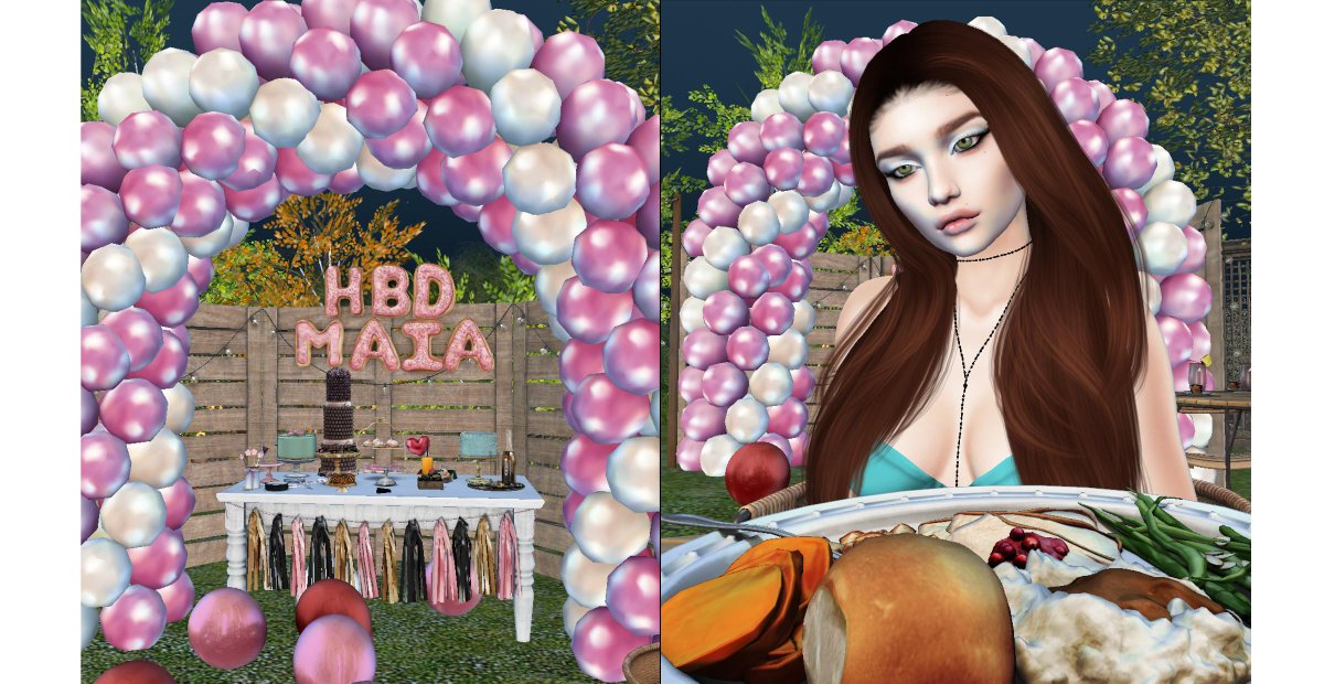 TLATF00's tweet photo. Earlier @ Maia Lyre's Birthday Party! ๐ฅณ Nothing can stop me from taking a photo w/ the party foods LOL! ๐คญ๐ฅณ #SecondLife #FoodisLife #Foodies #SLParty https://t.co/ZHvvpBKqVV