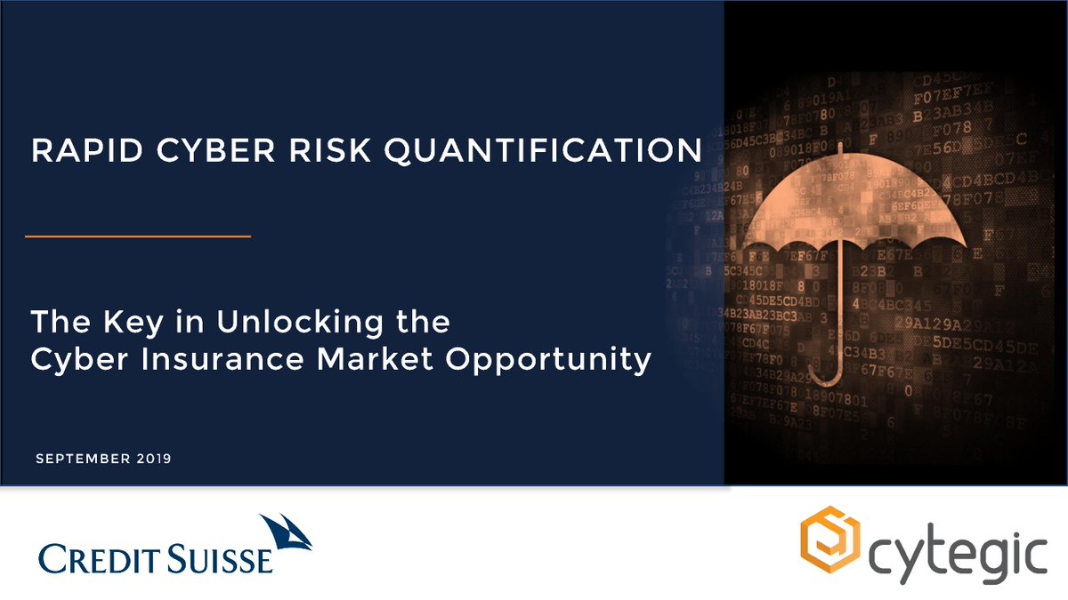 TheCyberSteve's tweet photo. Excited to join @CreditSuisse in educating their ecosystem on Rapid #CyberRisk #Quantification - critical to unlock customer value &amp; maximize #cyberinsurance capacity to support a resilient cyber #ecosystem. Cyber risk in dollars is something we all understand! #Insurtech #ROI https://t.co/RGpqI74oWT