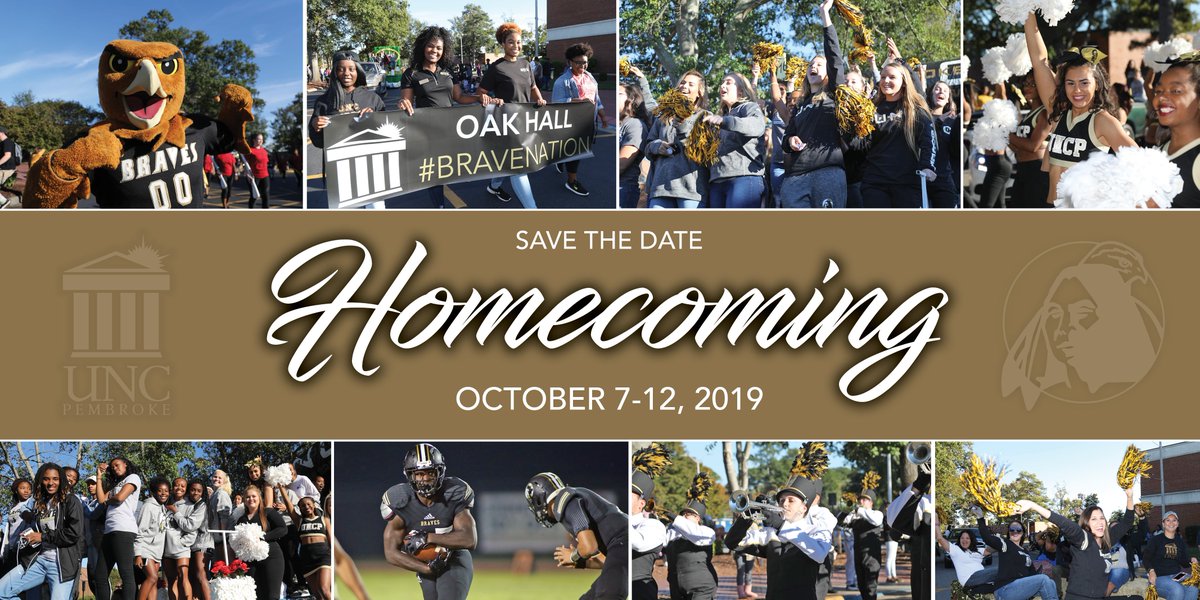 uncpembroke's tweet photo. Don't forget to mark your calendar for #UNCP's 2019 Homecoming! https://t.co/RFwsx3Kdi1