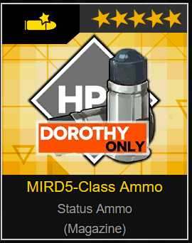 SMG「ドロシー・ヘイズ」
獲得:イベントショップ
陣形バフ:ARと「RF」に火力15%、命中25%

専用装備:弾倉、火力+22、徹甲-7
獲得:イベントショップ 