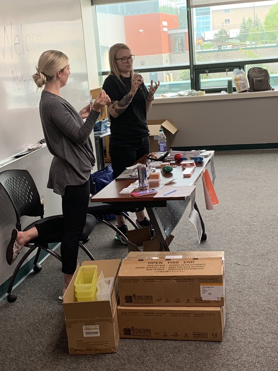 safe_works's tweet photo. Yesterday our HR Coordinator and HR Project Manager provided Naloxone training @MemorialU for students in partnership with @muncssdp @MUNSU35! https://t.co/B8CDO5qS4K