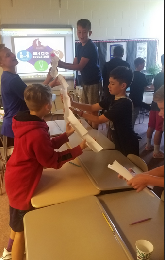 MrFogey's tweet photo. Pd 4 winner on the "Pipeline Challenge"...we were working on the 4C's of STEM - communication, critical thinking, creativity, and collaboration. These boys thought outside the box and ripped their papers in half to double the length of their pipeline.#CCMSstem #pipelinechallenge https://t.co/9Bly1IC8eT