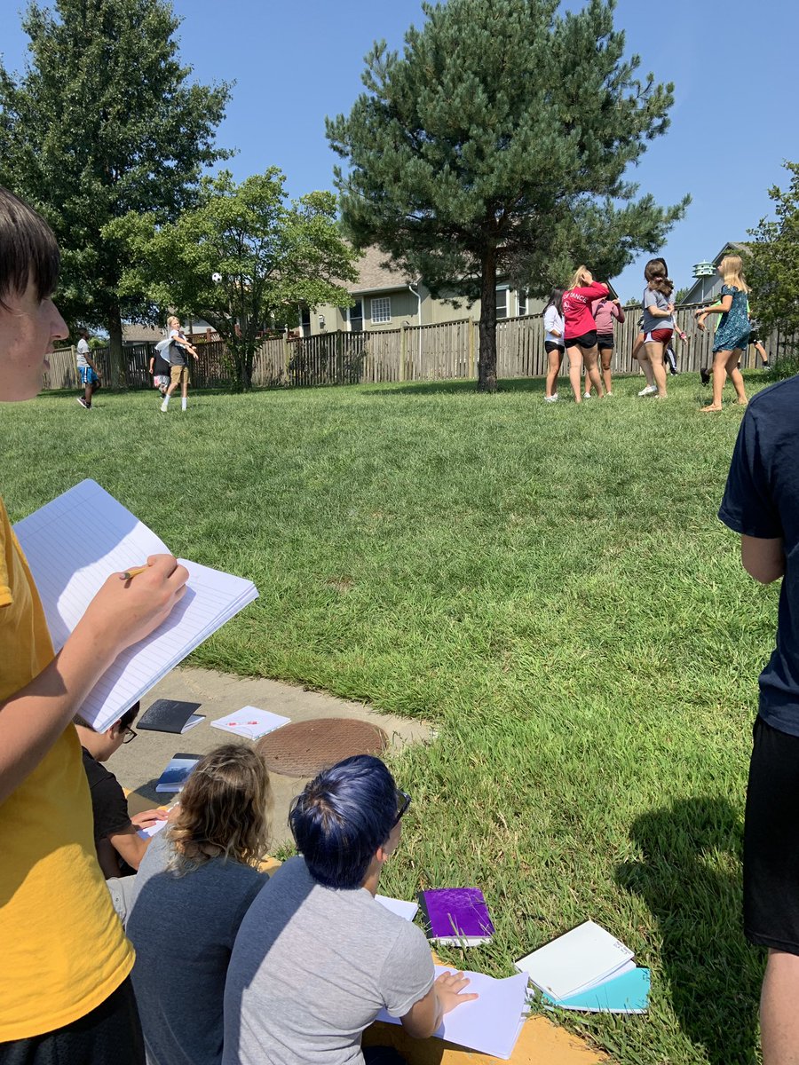 CSTWildcatsMS's tweet photo. 8th grade ELA recording observations and then writing news articles. Great day to move the classroom outside. #BeCST https://t.co/3oaInJ2t76