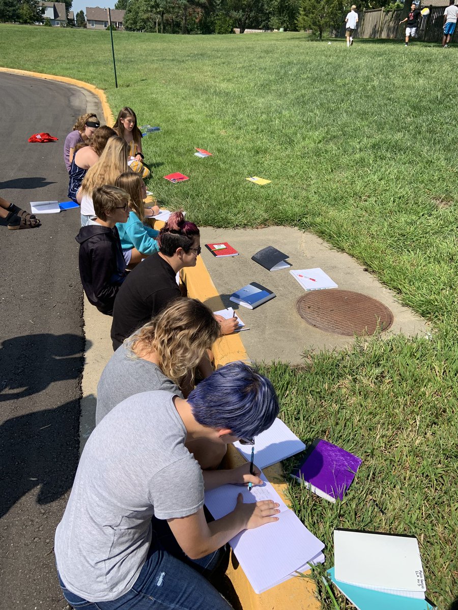CSTWildcatsMS's tweet photo. 8th grade ELA recording observations and then writing news articles. Great day to move the classroom outside. #BeCST https://t.co/3oaInJ2t76