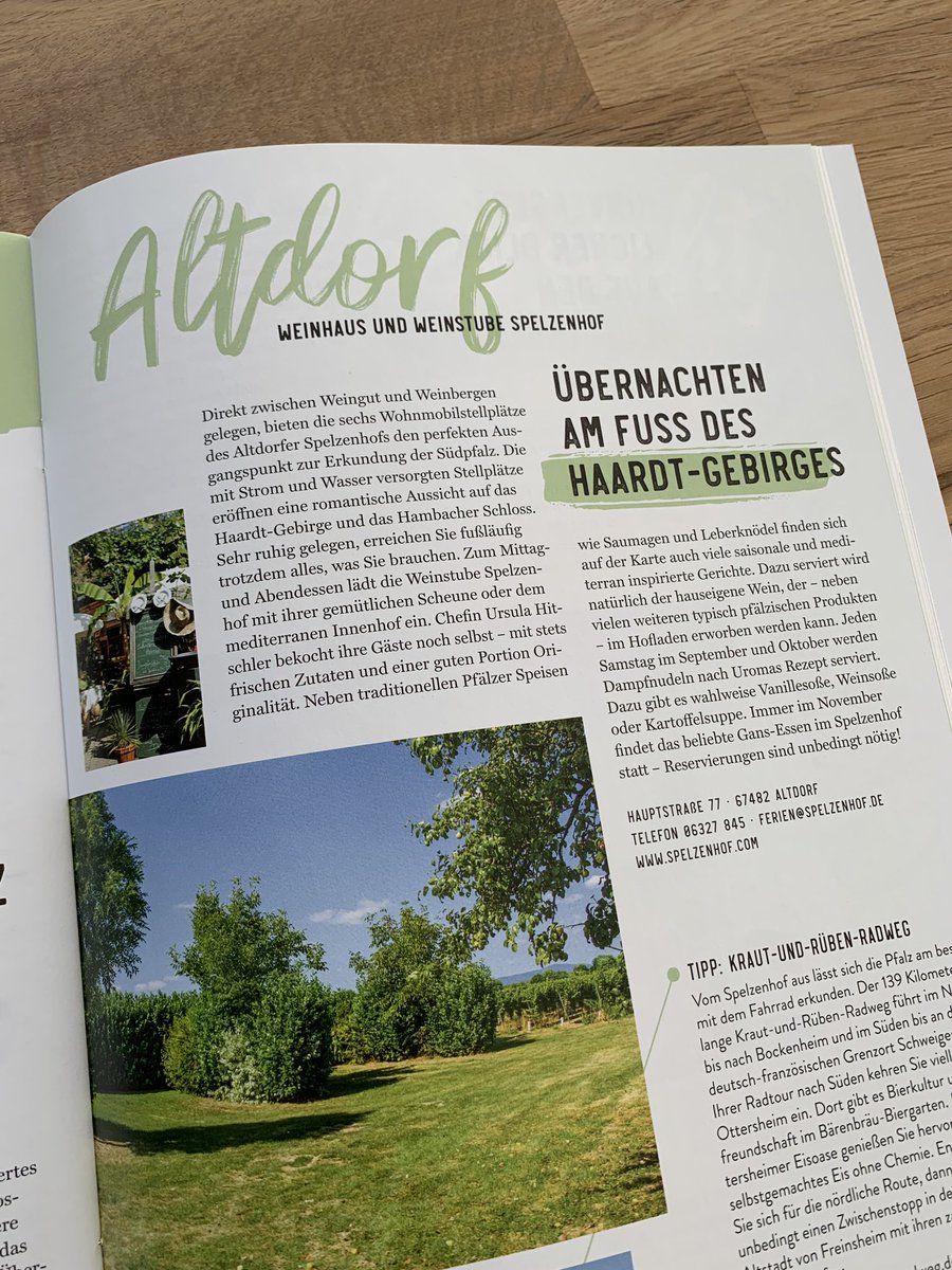 Spelzenhof's tweet photo. Gerade entdeckt! Ein toller Bericht über unsere Wohnmobilstellplätze und Weinstube im aktuellen Caratec Magazin gefunden. Vielen Dank für die Berichterstattung! https://t.co/cS4216NyoO