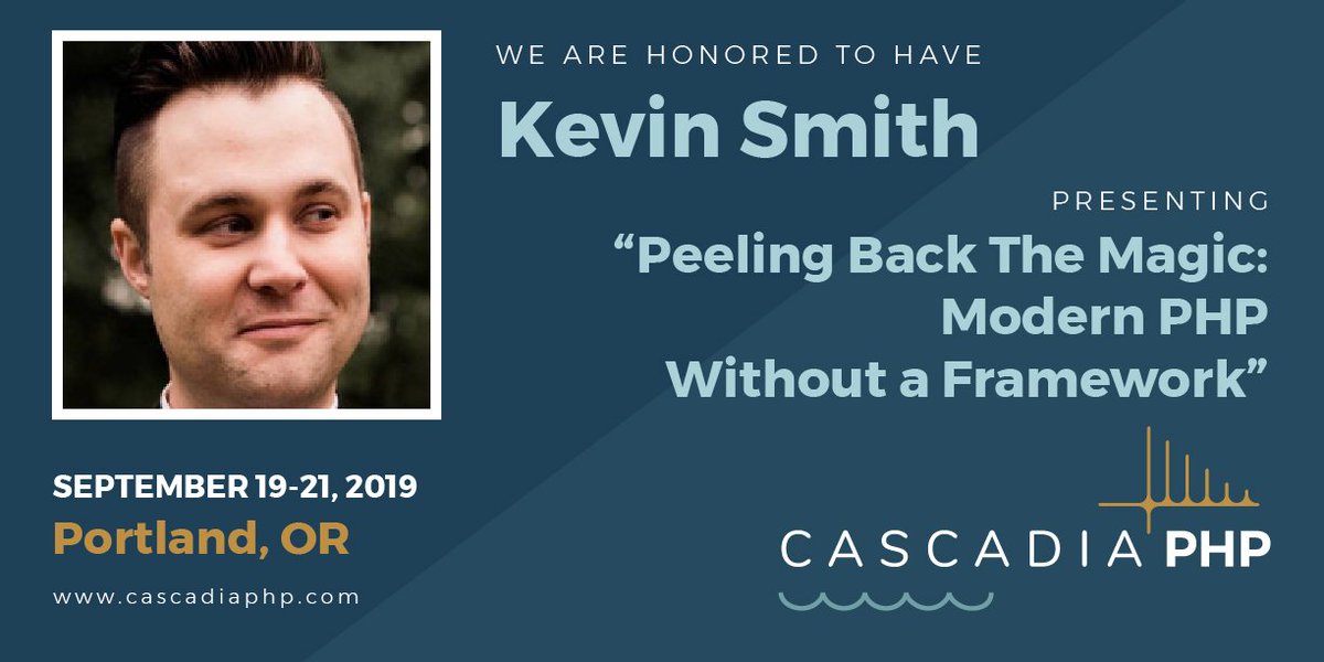CascadiaPHP's tweet image. For Saturday at 10:00am, we&apos;ve got two talks scheduled and a TBD slot. Choose between these two talks from @andrewkoebbe and @_KevinSmith

Here&apos;s the full schedule:
cascadiaphp.com/schedule