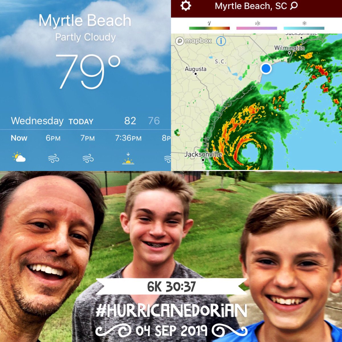 petergasca's tweet photo. Ran 6.00 kilometers with Nike Run Club
Stash of ice and a smidge of bourbon
Then a pause in the storm to get my run on
Running with friends
Ahead of the winds
Another year of hurricane phenomenon
#HurricaneDorian #hurricanerun #runmyrtlebeach https://t.co/NO7aaynKp5