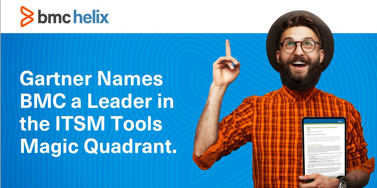 mark_f's tweet photo. This year BMC was positioned as a leader for the 6th consecutive year in the 2019 @Gartner_inc Magic Quadrant for ITSM tools. Check out the full report at: https://t.co/12X4VBtCEw https://t.co/6QdJVUQwVp