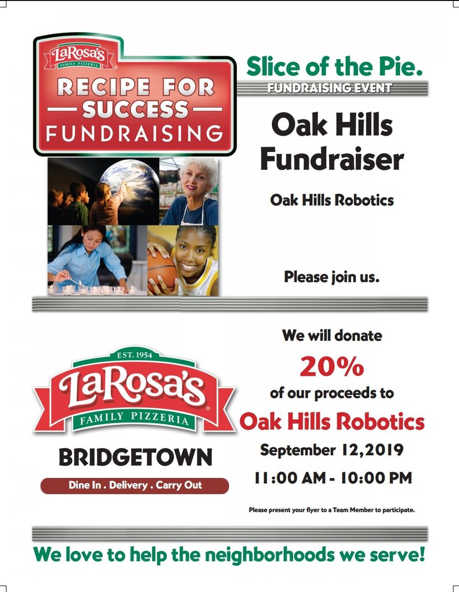 ScotBot4284's tweet photo. Come support us September 12th at LaRosas by showing them this flyer when you order food! #dinnerwithdunkle #highlanderinnovation #LaRosa #sliceofthepie https://t.co/6DKABftQTa