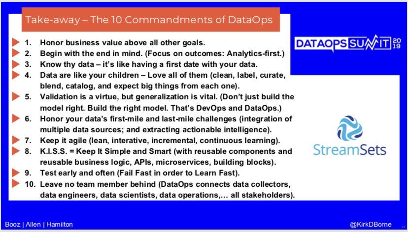 The ultimate goal of #DataOps = Discover (explore), Understand (explain), and Derive Value from (exploit) your multiple data sources in a shared analytic workspace! ... the message from <a href="/BoozAllen/">Booz Allen Hamilton</a> at the <a href="/streamsets/">StreamSets</a> #DataOpsSummit <a href="/dataopssummitSF/">DataOpsSummit</a>