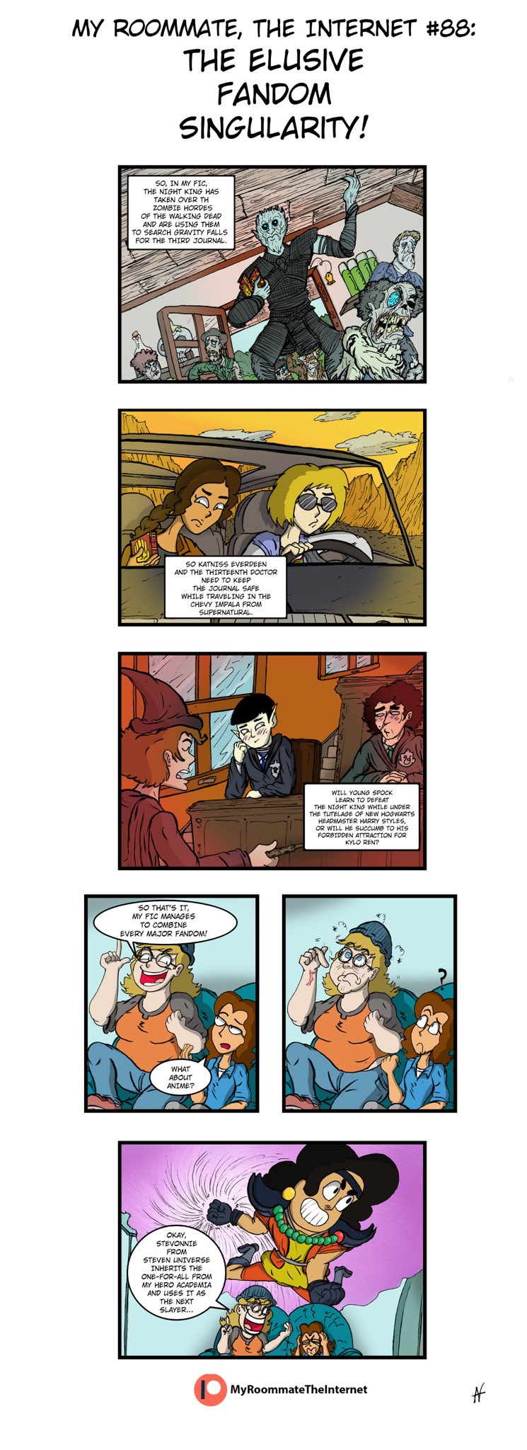 Andy is posting a #MerMay2022 on webtoon on Twitter: "“The Elusive Fandom  Singularity” Did we leave out your favorite fandom?. #AO3 #fanfic #fanart # gameofthrones #twd #DoctorWho #Supernatural #HarryPotter #StarTrek  #StarWars #HarryStyles #anime #