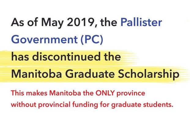 How does #Pallister welcome students back to school? With a cut to grad scholarships #mbpoli #MyUMSU #UMSU