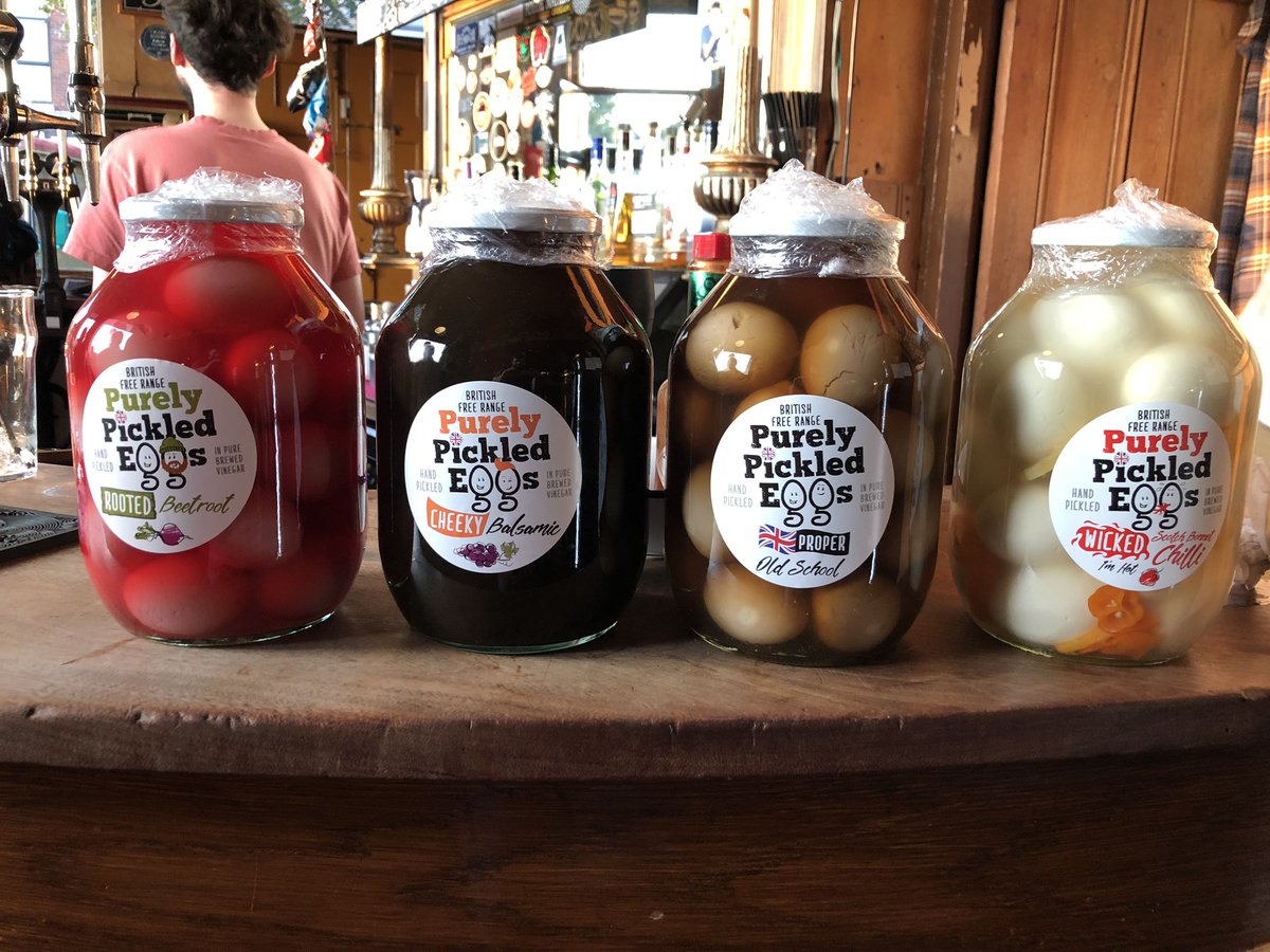 TheFreeTradeInn's tweet photo. Can we offer you an egg in this trying time?

@PurelyPickledEg now on sale 

Currently serving

🥚 Old School
🥚 Beetroot
🥚 Balsamic Goth Eggs
🥚 Scotch Bonnet https://t.co/eCzZHLciFw