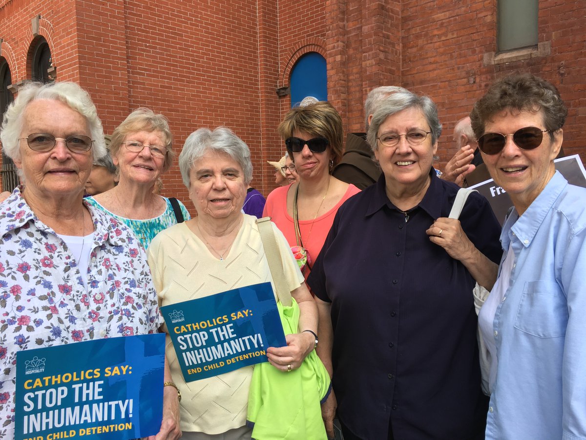 OPCaldwell's tweet photo. 1/On this #CatholicDayofAction, the Dominican Sisters of Caldwell stood with Cardinal Tobin and the faith community  to call attention to deplorable conditions at our border and the treatment of those being detained, especially immigrant children and families. #Catholics4Migrants https://t.co/uDhfmcvKgl