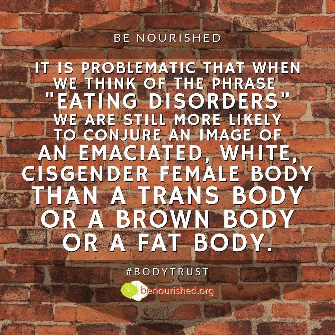 We have a long way to go to change the conversation.
Is it be possible that the push for body inclusion in the eating disorder treatment community could improve care for everyone? What if inclusion is not a loss, but the only path to body liberation for every body?
#BodyTrust
