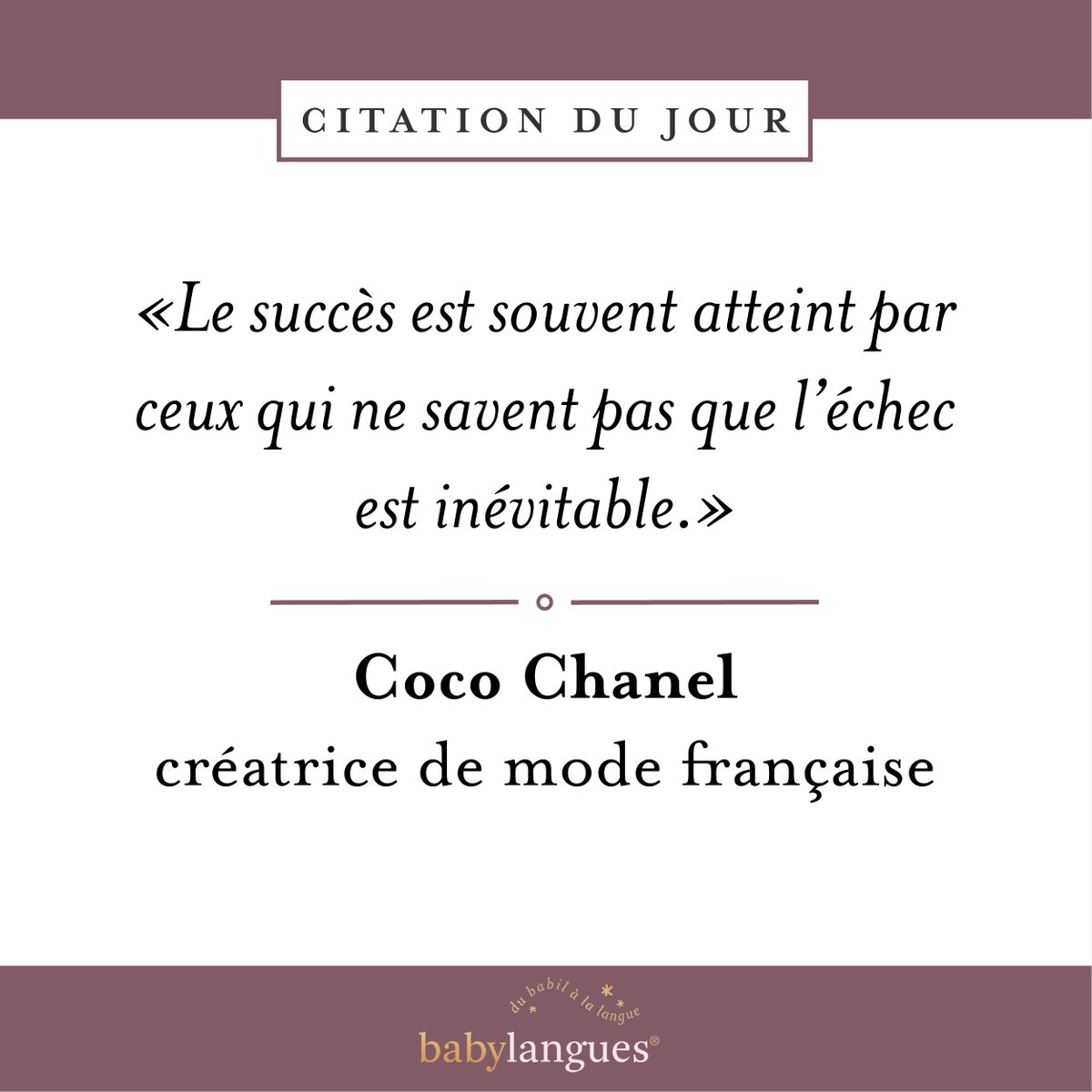 Babylangues Jobs on Twitter: "We love this timeless quote from Coco Chanel! "Beauty the moment you decide to be yourself." Want to discover more about French culture? 🇫🇷 to
