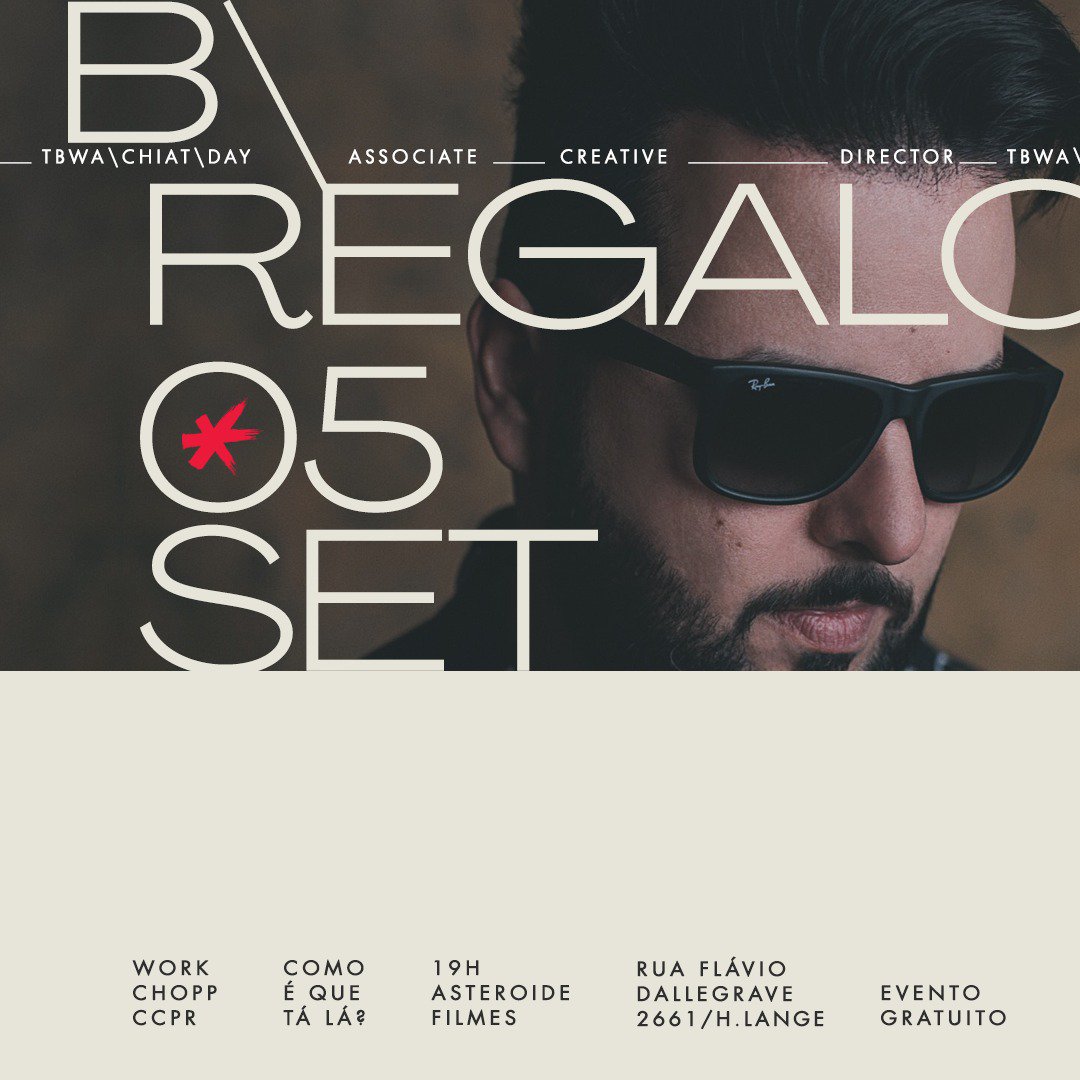 O WORKCHOPP VOLTOU
Tem programa pra amanhã? Agora tem.
Venha ver o que o Bruno Regalo tem a dizer sobre esse 1º ano como ACD da TBWA/Chiat/Day Los Angeles. ccpr.org.br/bruno-regalo-e…