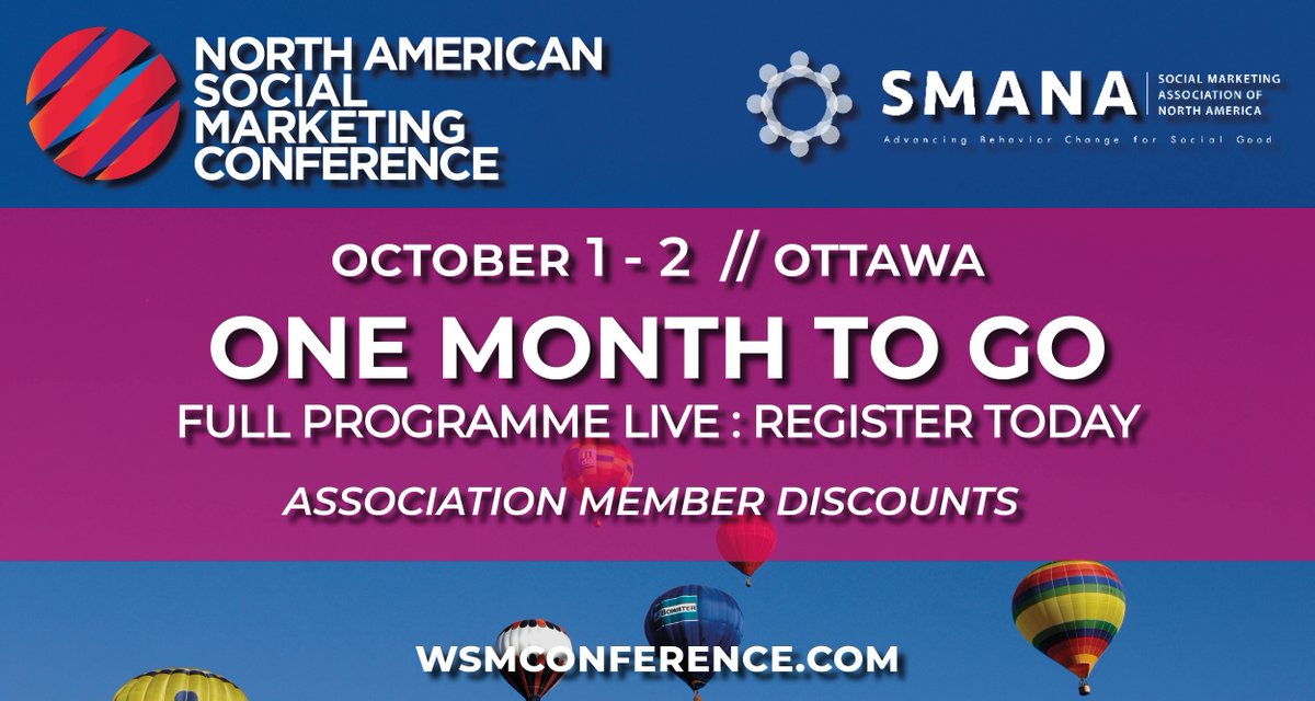 WSMConference's tweet photo. ONE MONTH TO GO!!

The full programme is on the website, with 40+ presentations on topics such as #opioids #cannabis #obesity #climatechange #fallprevention, advances in #behaviourchange research and #theory, and so much more! 

Still time to register: https://t.co/RZ2gBJJloQ https://t.co/GfTlHkNdYk