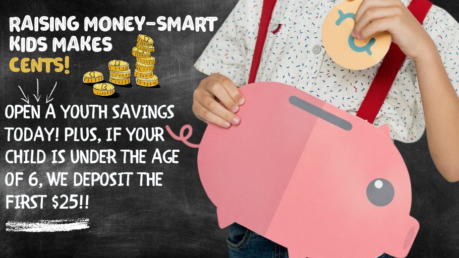 This little piggy... says you should open your kiddos a #YouthSavingsAccount! Plus, we deposit the first $25 for kids under the age of 6! Start teaching good money habits by checking out our FREE &amp; convenient #financialeducation program! bit.ly/2lU39WF #thewymarway