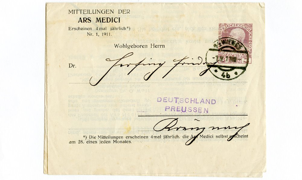 Ars Medici - More information has arrived in the form of an advertising leaflet posted on 1 April 1911. The leaflet, in German, claims that the journal has over 6,000 subscribers.

Website has been updated with the contents of the leaflet.
stampdomain.com/newswrapper/au…