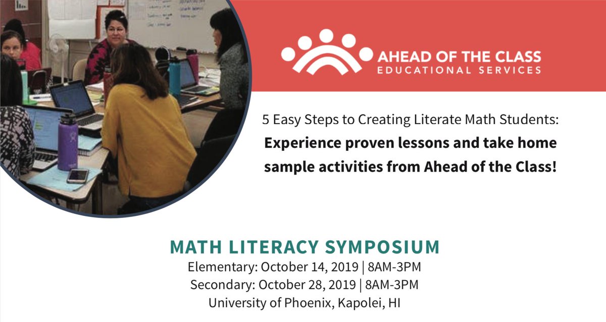 AOTCedu's tweet image. Thinking about how to make your students math literate? Get 5 easy steps to implement in your classroom this year.

Register today:  aheadoftheclass.net/upcoming-event…

#HIDOE808 #MathLiteracy #TeacherPD