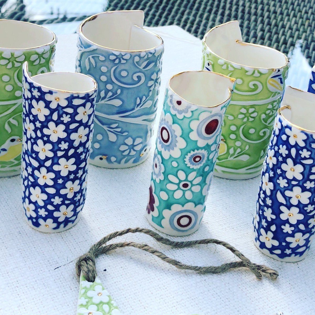 Good evening #DevonHour and #HandmadeHour may I show these #candle #vases just out of the #kiln today please? #porcelain #madebyme #gold #bling #Devon #DevonArtistNetwork