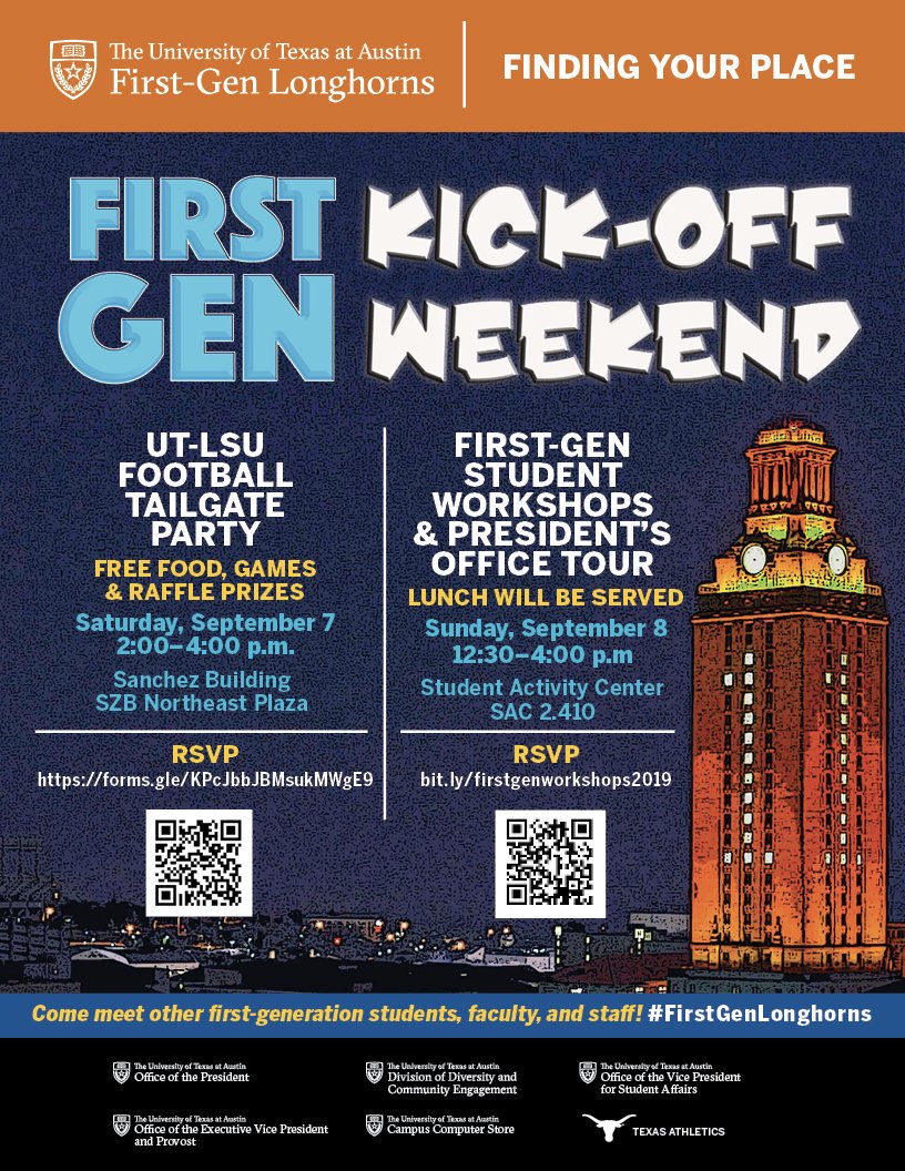 UT_VickCenter's tweet photo. First Gen kick off weekend is almost here #firstgenlonghorn Don't forget!! #ut20 #ut21 #ut22 #ut23 https://t.co/3dpcvi9xQc