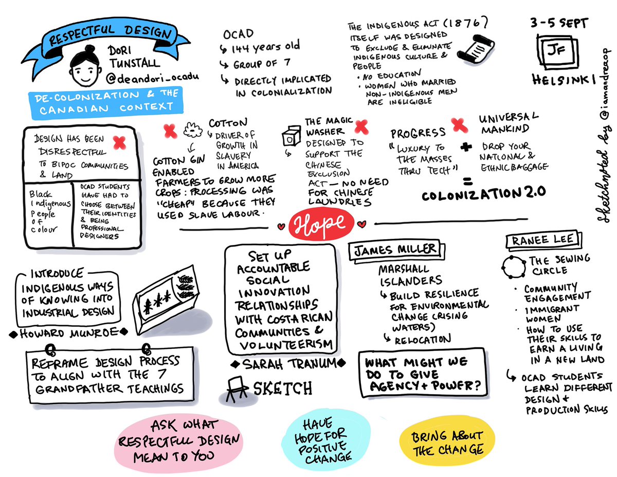 My sketchnote of @Dori_Danthro’s powerful &amp; hopeful closing keynote on Respectful Design at the 2019 <a href="/jointfutures/">Joint Futures</a>

#jointfutures #holisticdesign #CraftOpsStrat #sketchnote